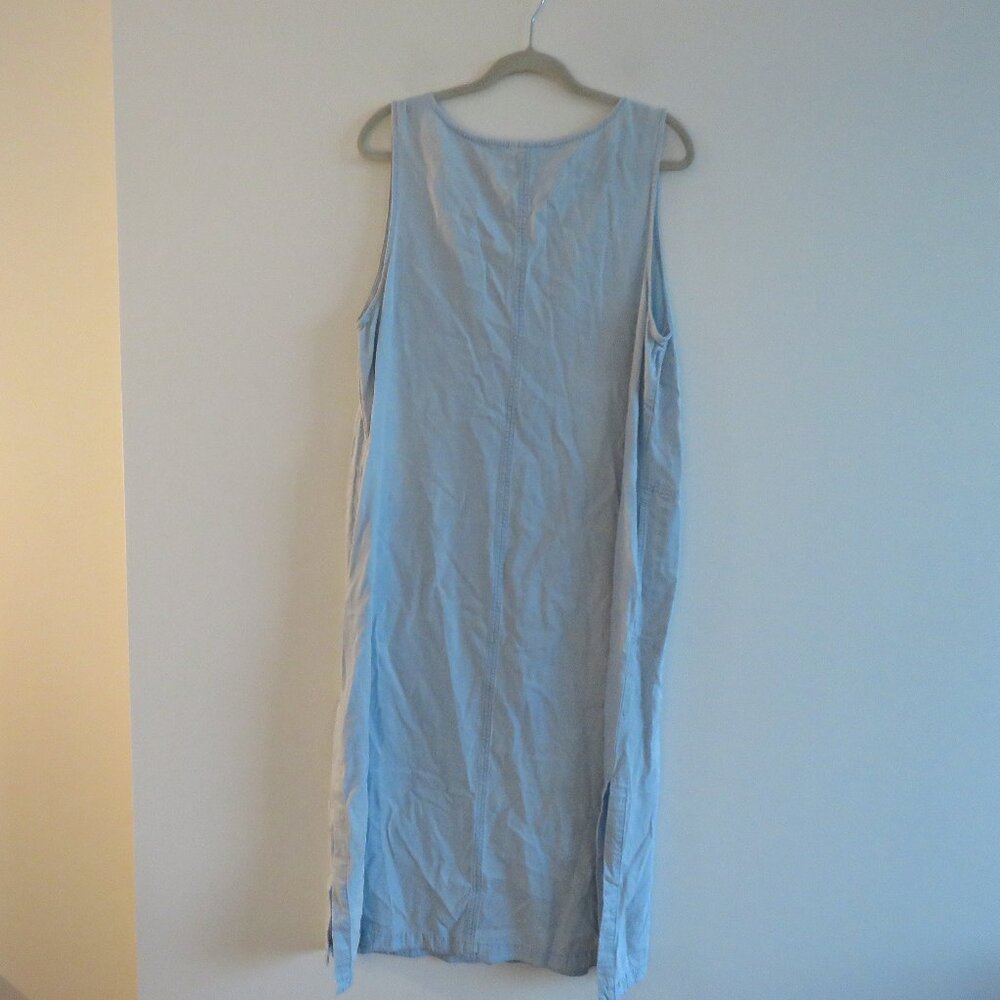 J. JILL Light Denim Maxi Chambray Dress Coastal Lagenlook Minimalist Size XL P - Picture 8 of 14